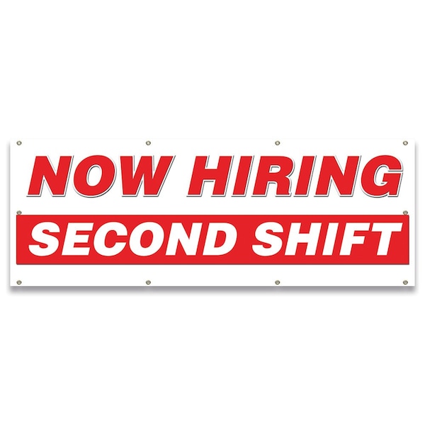 Now Hiring Second Shift Banner Apply Inside Accepting Application Single Sided